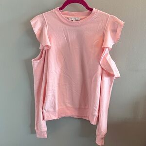 Rebecca Minkoff Pink Ruffle Sleeve Sweatshirt Size S